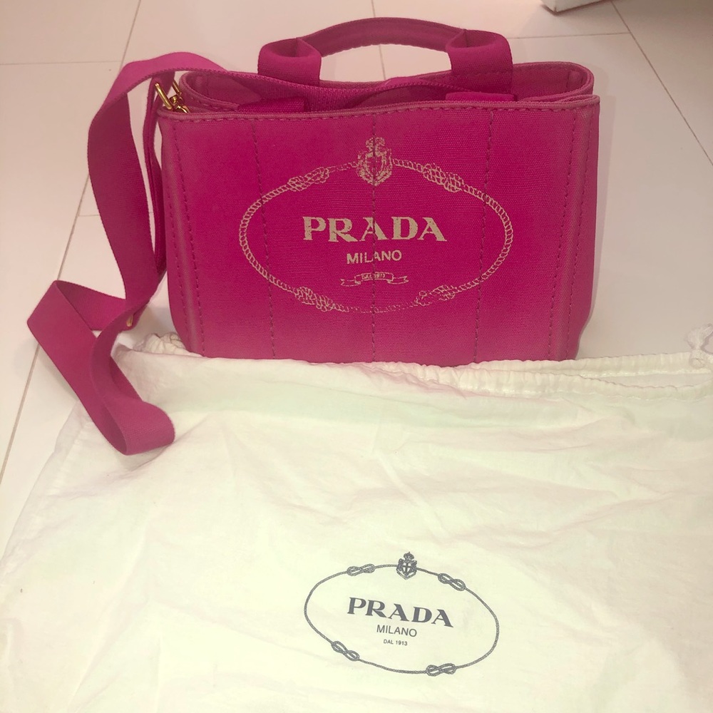 PRADA Hot Pink Denim crossbody bag